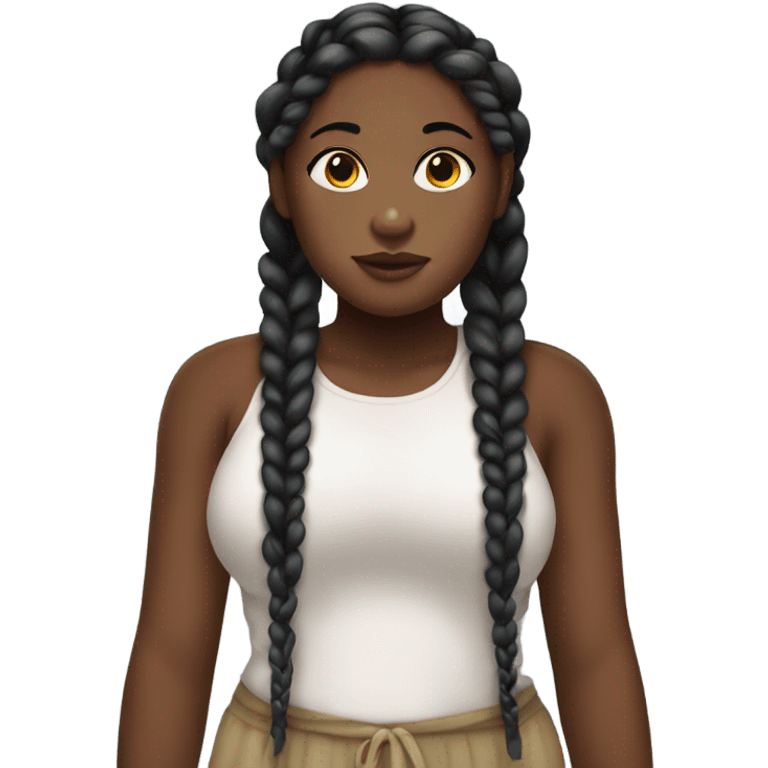 Black girl chubby with goddes braids emoji