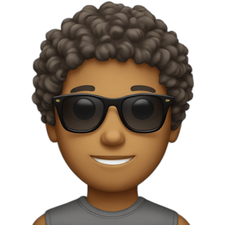 Boy with curly hair and sunglasses emoji