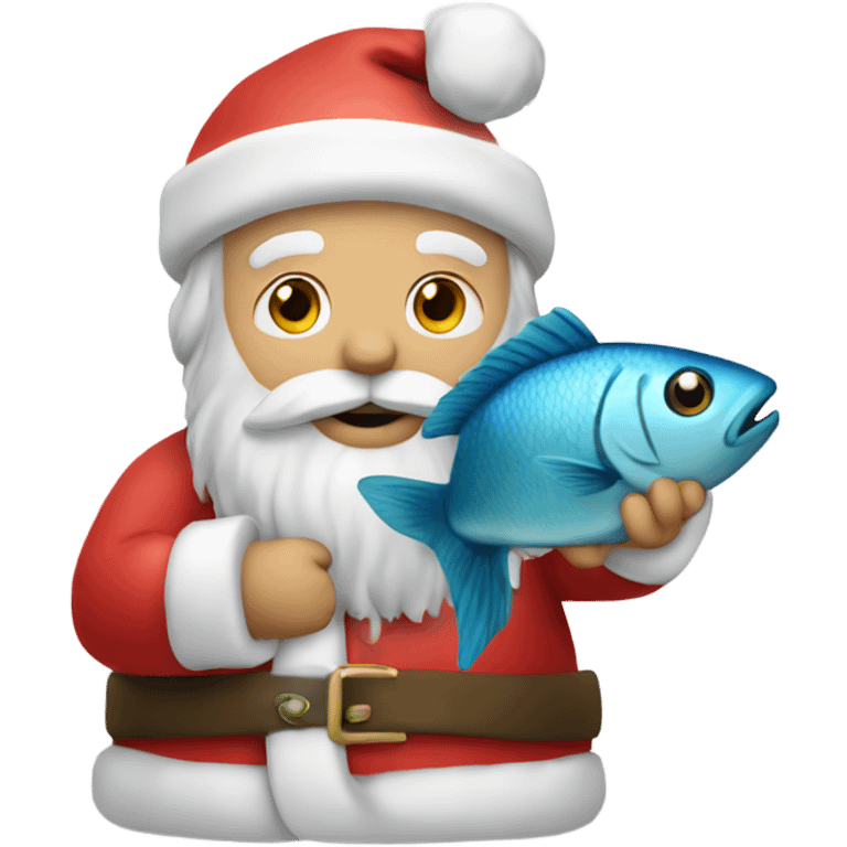 White Santa with fish in his hands  emoji