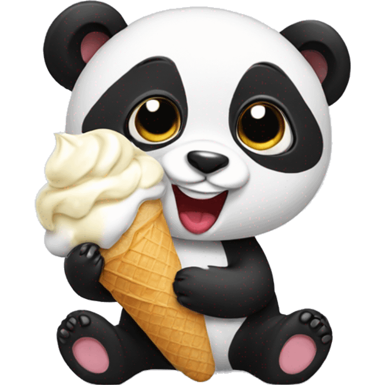 Panda eating ice cream emoji