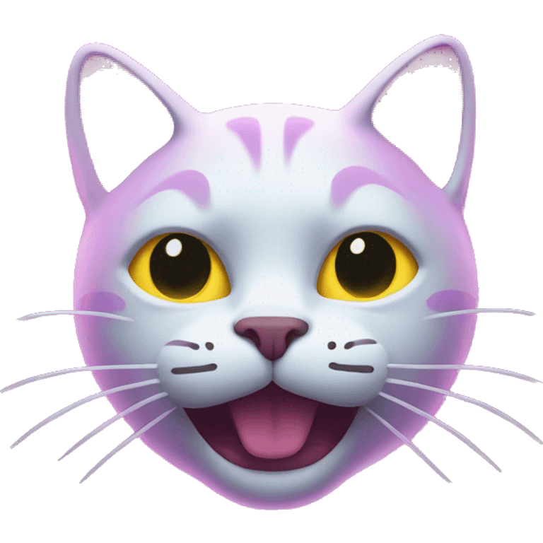 Neon sign of a cat emoji