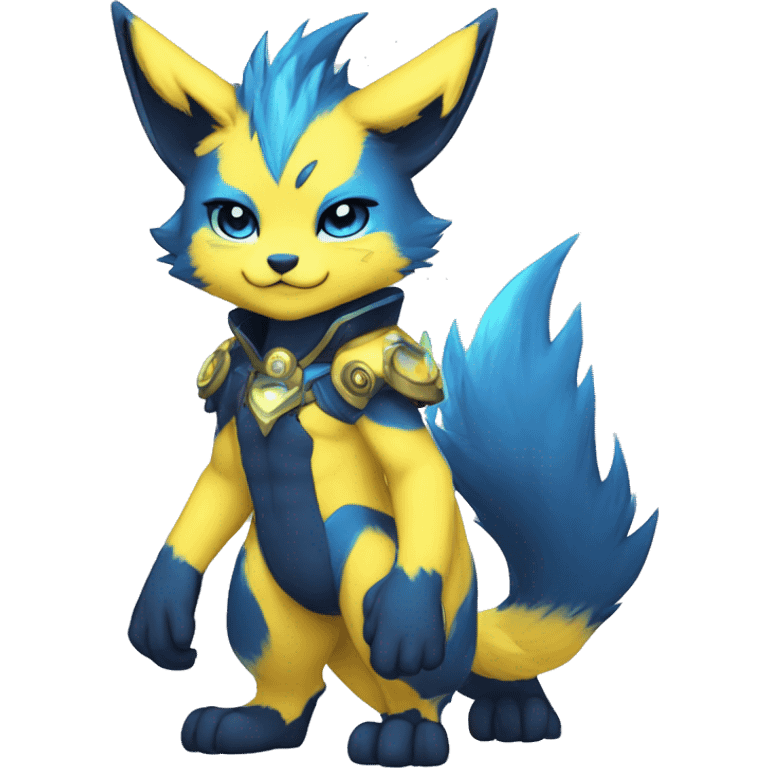 Anthro-Edgy-Cool-Blue-Yellow-Contrast-Colors-Fantasy-Fur-Sona-Chibi-Shiny-Fakémon-Hybrid full body emoji