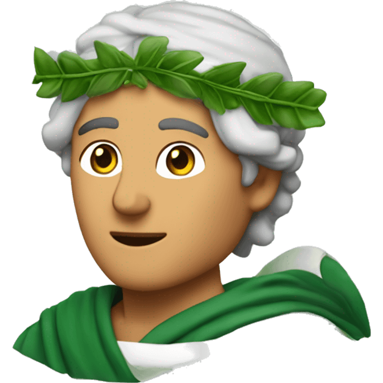 Dante Alighieri with a green laurel wreath on his head and holding a scroll in his hand emoji