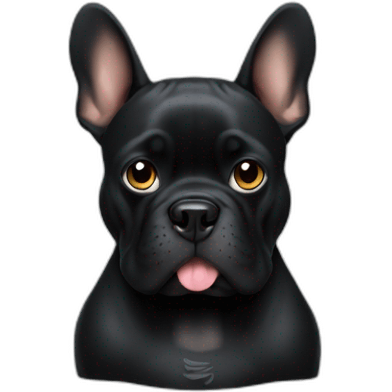 Black french buldog with phone  emoji