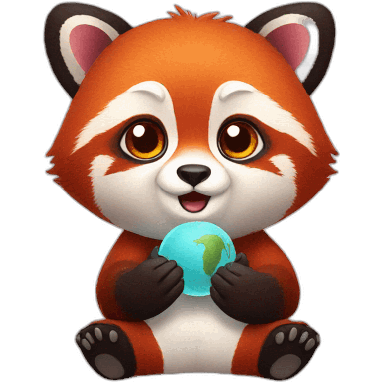 red panda with glob in her hands emoji