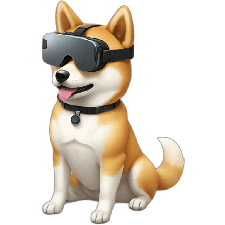 sitting shiba inu wearing vr headset emoji