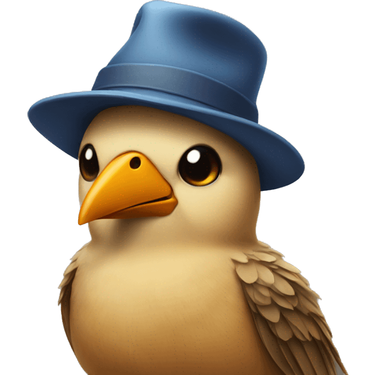 Bird wearing hat emoji