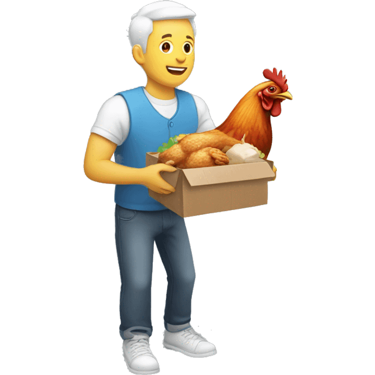 white man bringing chicken as a present emoji