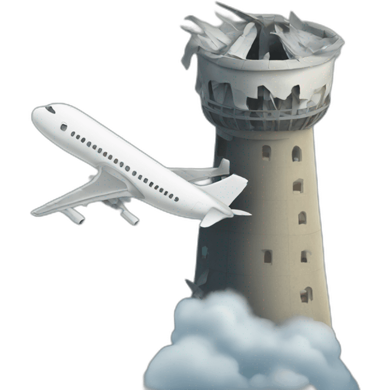 aeroplane crashing in a tower emoji