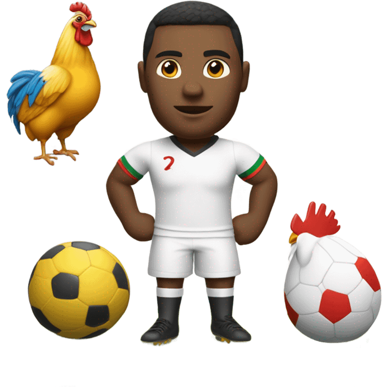 Joueur de foot avec coq sur le maillot blanc emoji