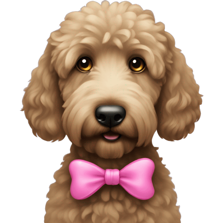 Black Goldendoodle with pink bow emoji