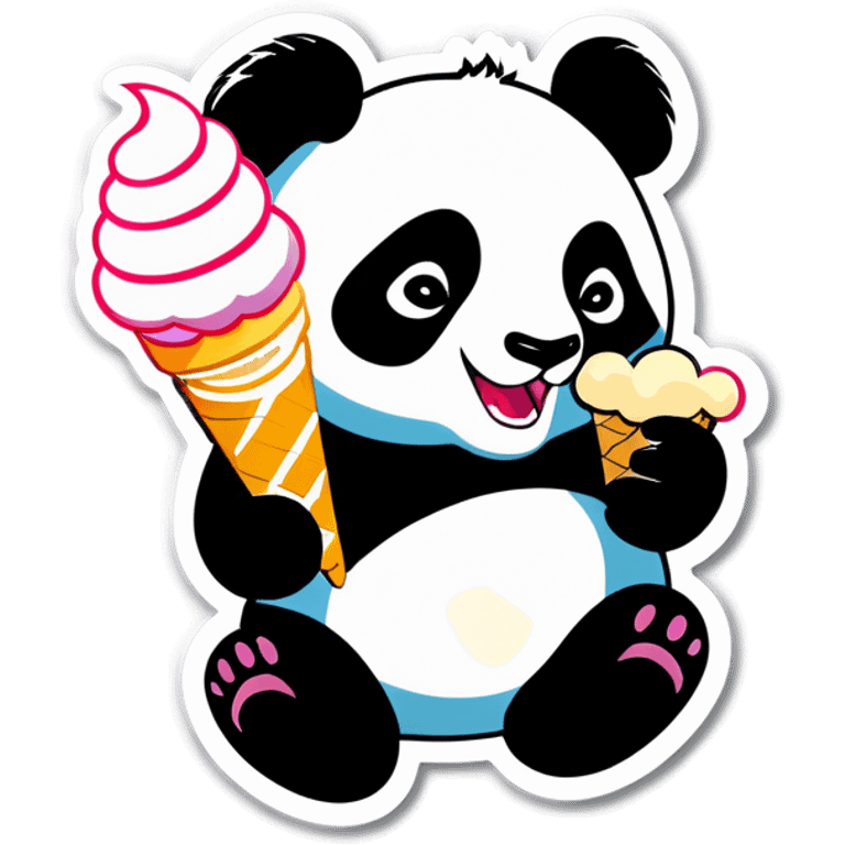 Panda eating ice cream emoji