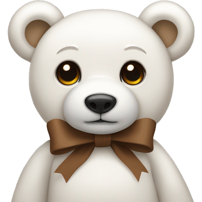 White teddy bear with brown bow emoji