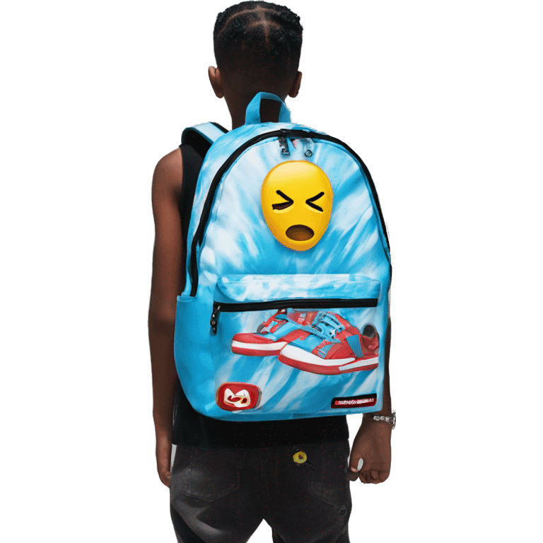 Sprayground backpack on a cool kid emoji