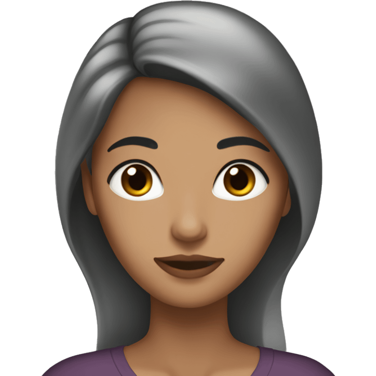 slightly tan dark brown eyes woman with very long dark brown hair emoji