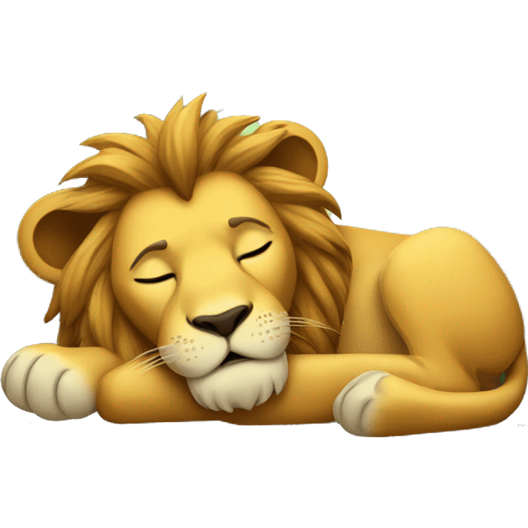 A cute sleeping lion in a forest emoji