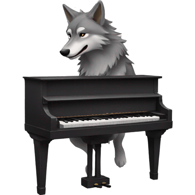 wolf playing piano  piano emoji