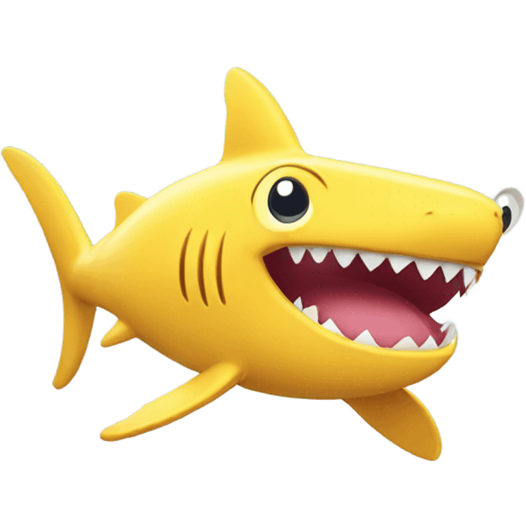 Cute cartoon style yellow shark smiling  emoji