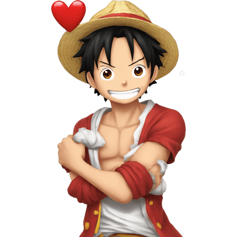 Luffy qui fait un coeur pour M emoji