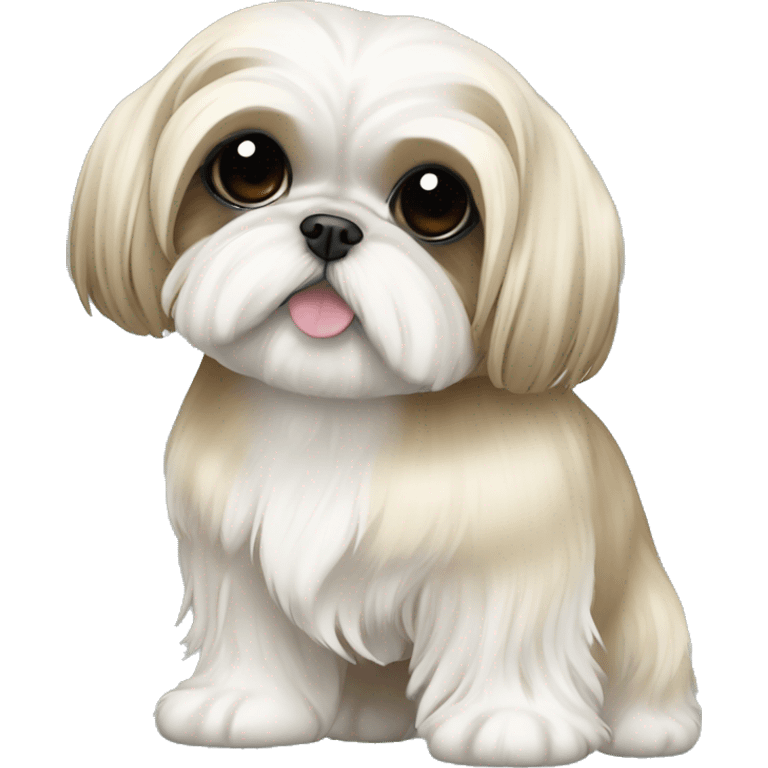 golden cream shih tzu white girl cute medium hair goth bow emoji