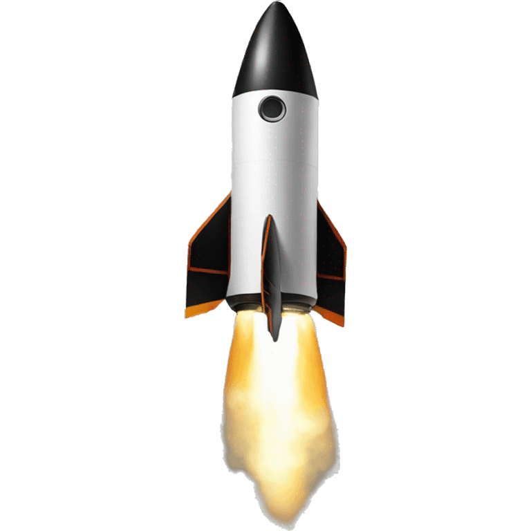 A black rocket that takes off, showing the symbol 0 emoji