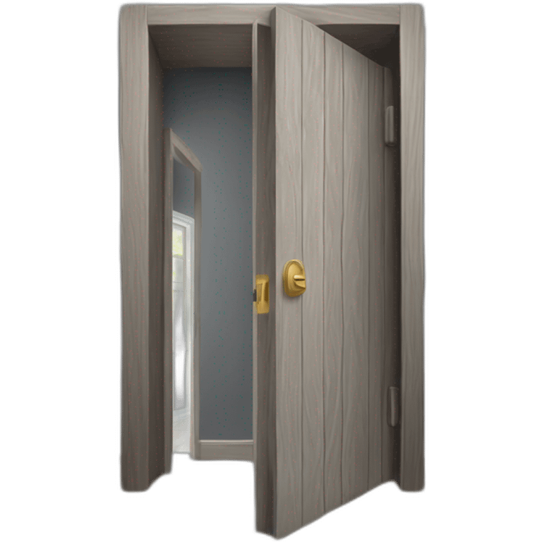 One gray wood open door perspective emoji