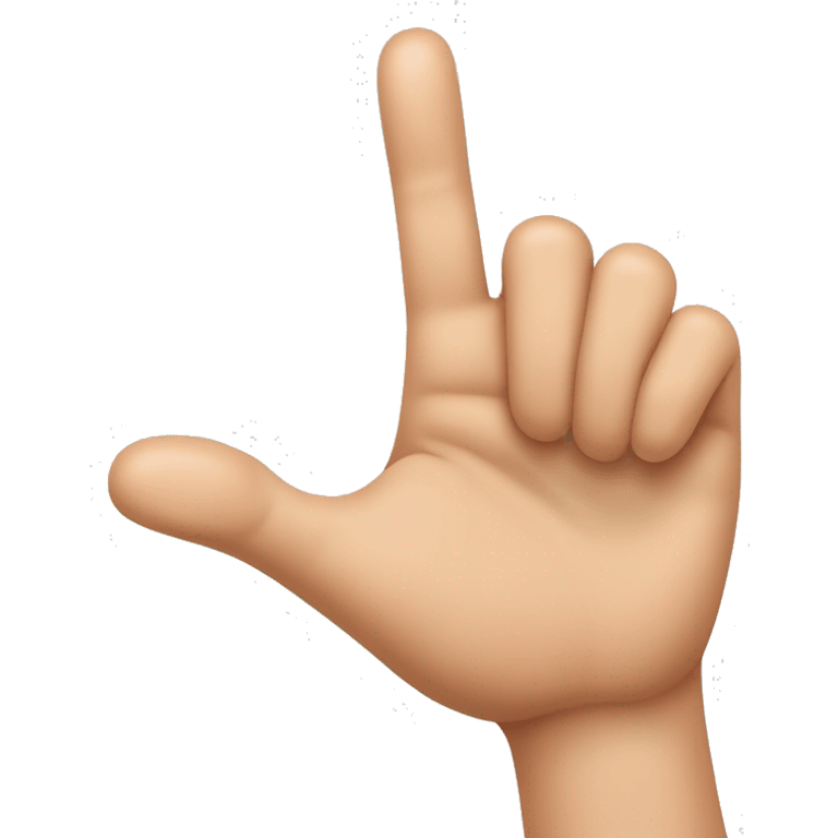 The hand in the image is making a gesture where the thumb and pinky are both extended outward. The index finger is pointing straight up, while the middle and ring fingers are curled down toward the palm.  emoji