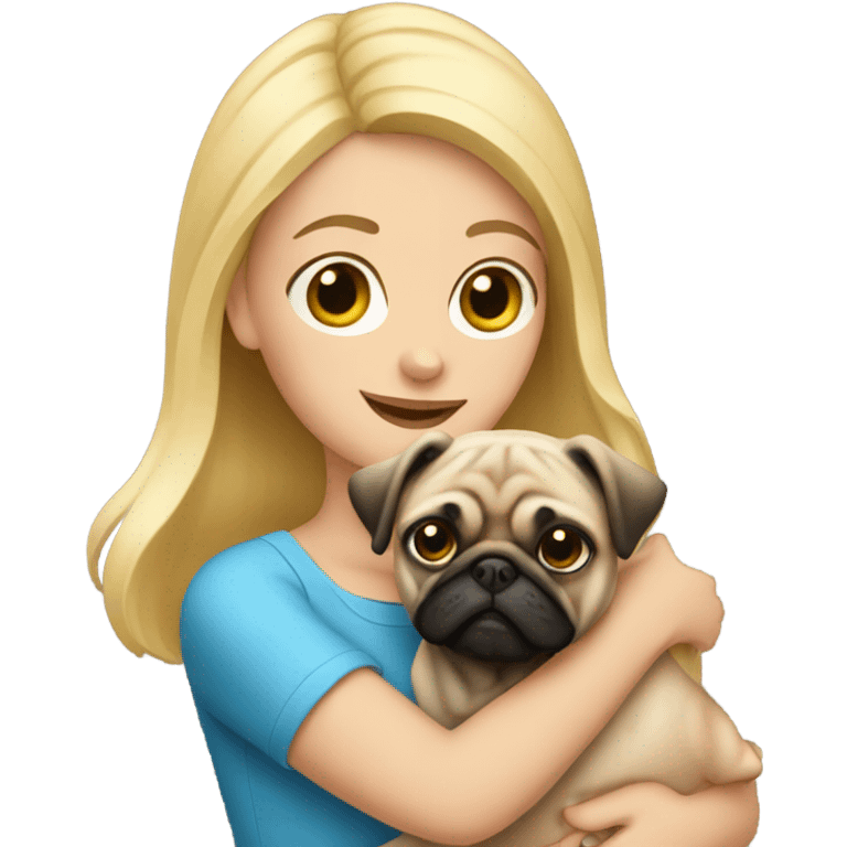 girl blonde with pug emoji