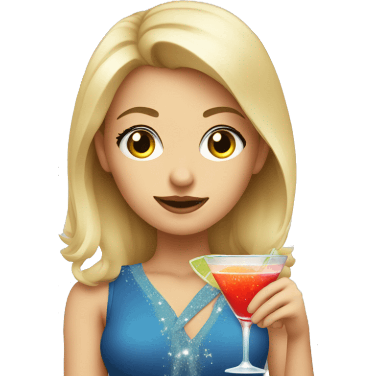 blonde girl with eyes that are stars, holding a cocktail  emoji