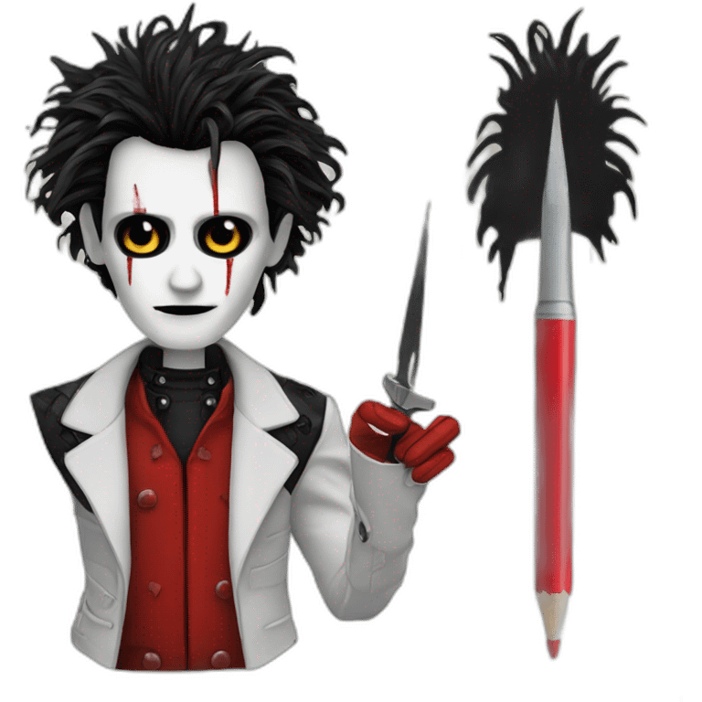 edward scissorhands with red pen and notebook emoji