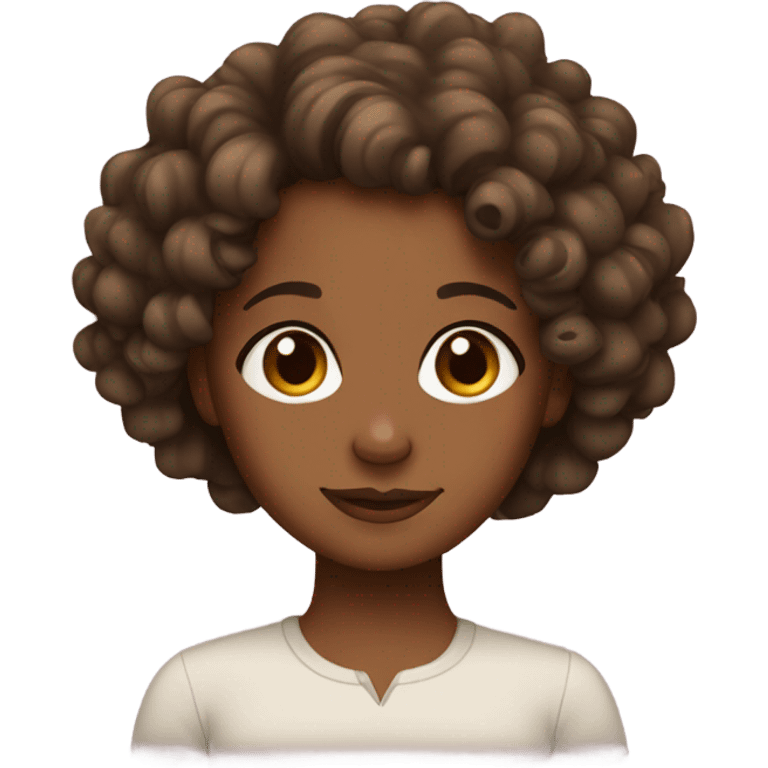 Brown girl with curly hair emoji