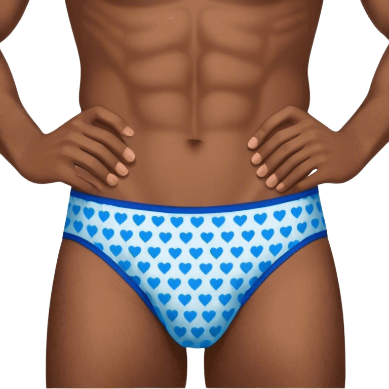 Blue heart patterned men’s briefs brown skin emoji