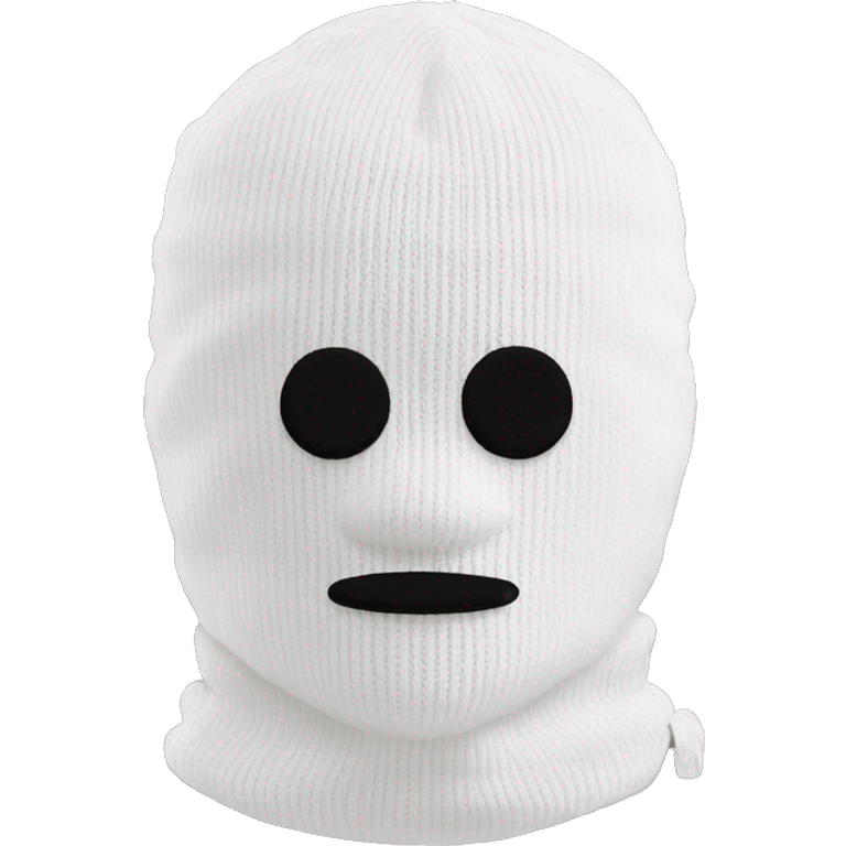 white ski mask with little black ski masks embroidered on forehead emoji