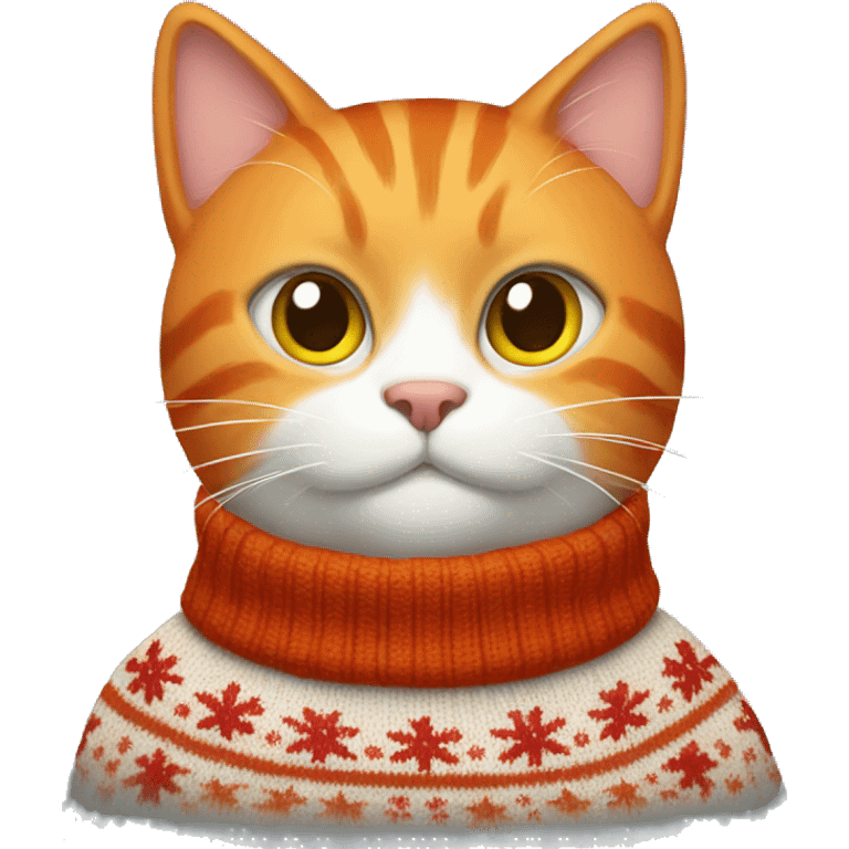 orange cat in christmas sweater emoji