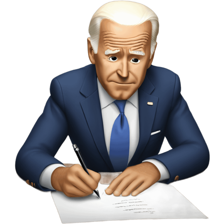 Joe Biden writing a letter emoji