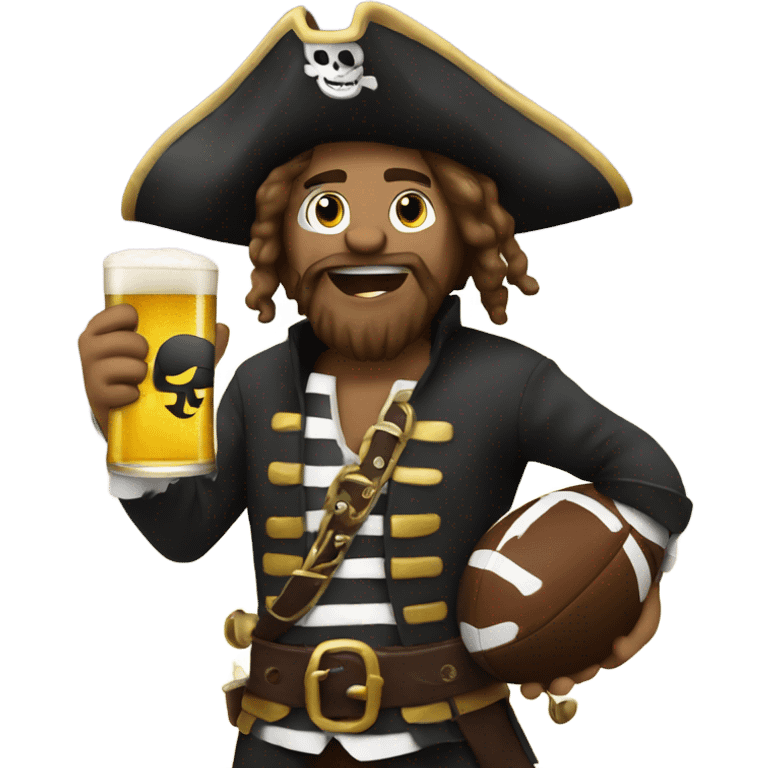 Pirate with a football and a beer emoji