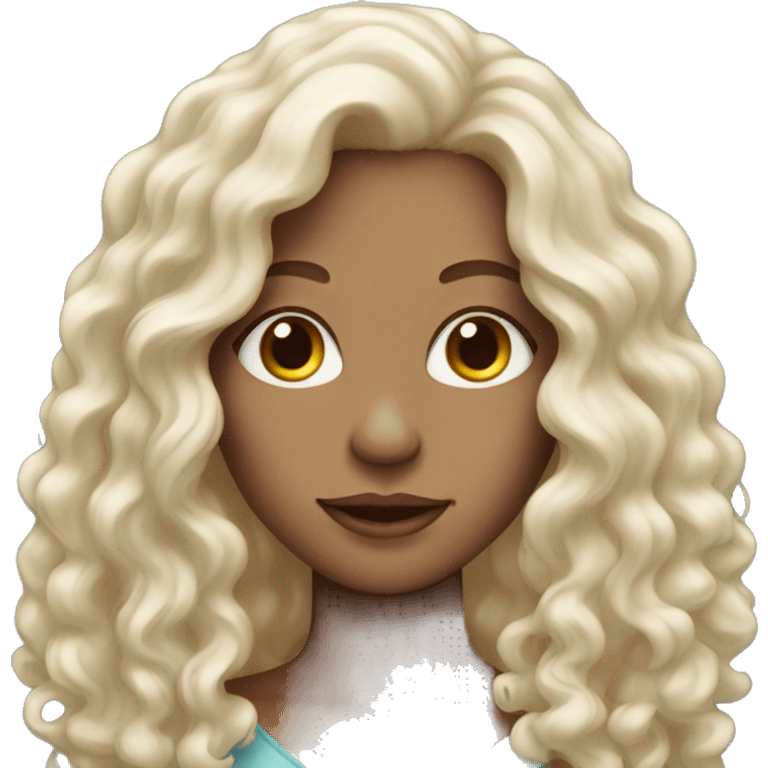 Woman with pale skin and long curly brown hair  emoji