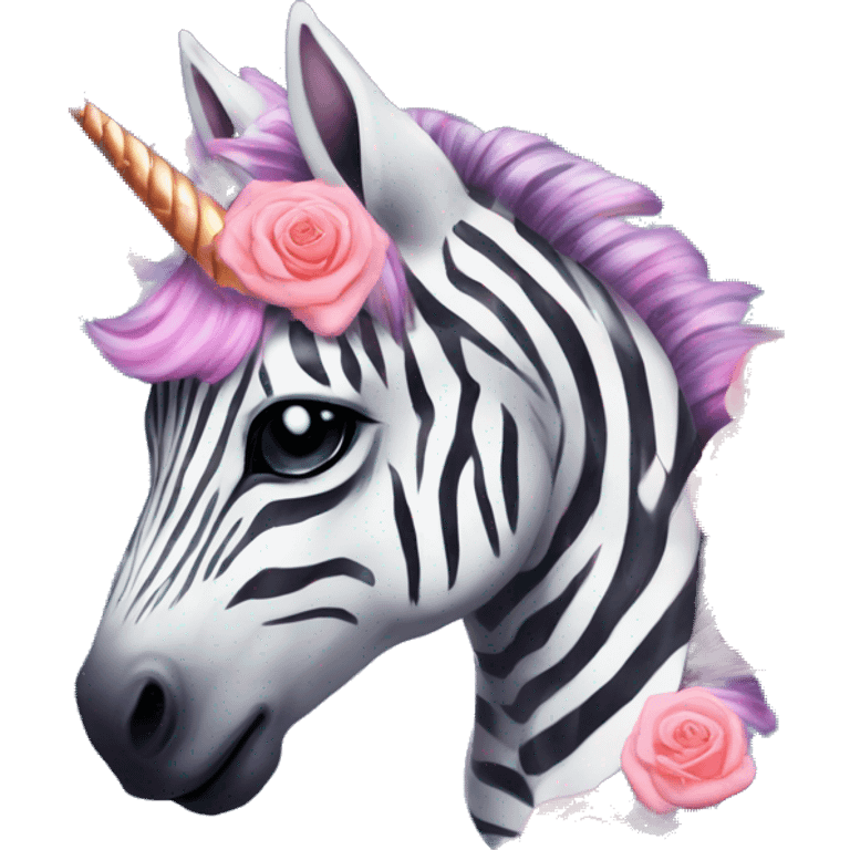 Zebra sparkling nebula unicorn Pegasus collage roses emoji