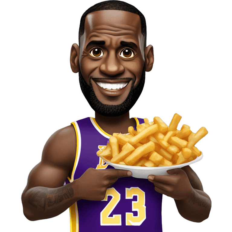 Lebron James holding poutine emoji