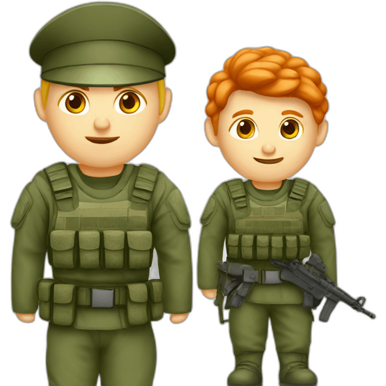 a Russian blond guy soldier and red head soldier emoji