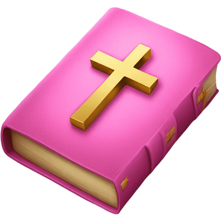 Pink bible with gold cross emoji