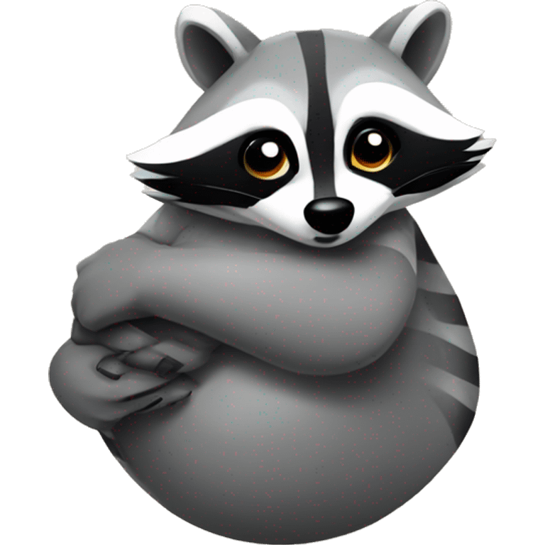 raccoon hugging goose emoji