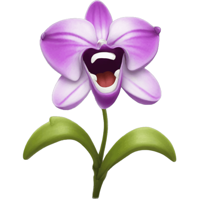 a laughing orchid emoji