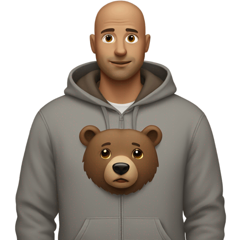 bald man in brown bear with some gray hoodie emoji