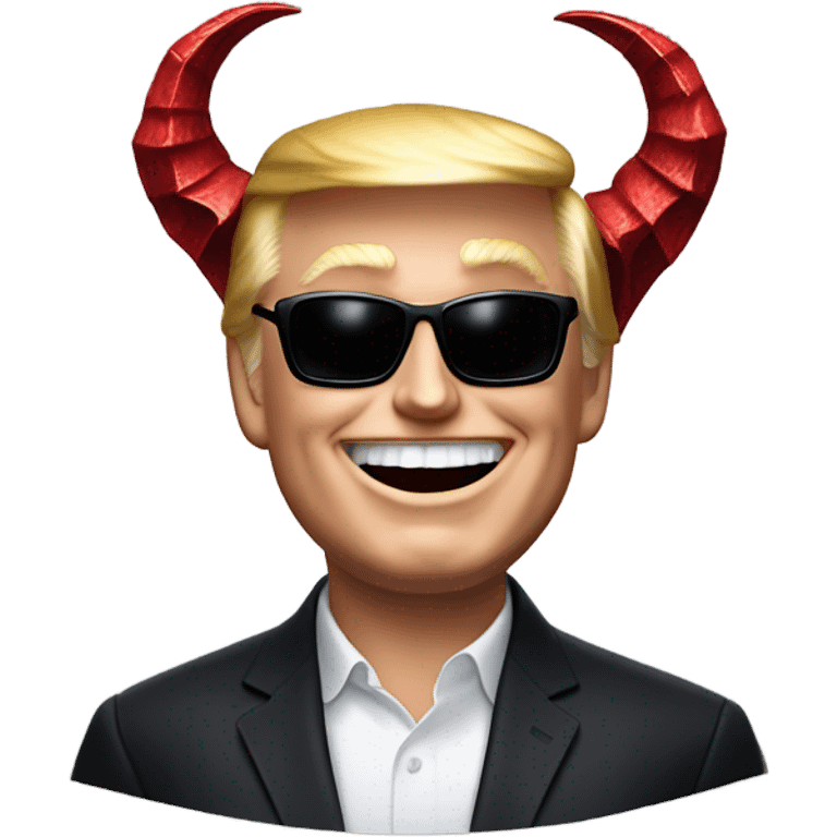 Trump with satan sitting on his left shoulder and musk on his right shoulder  emoji