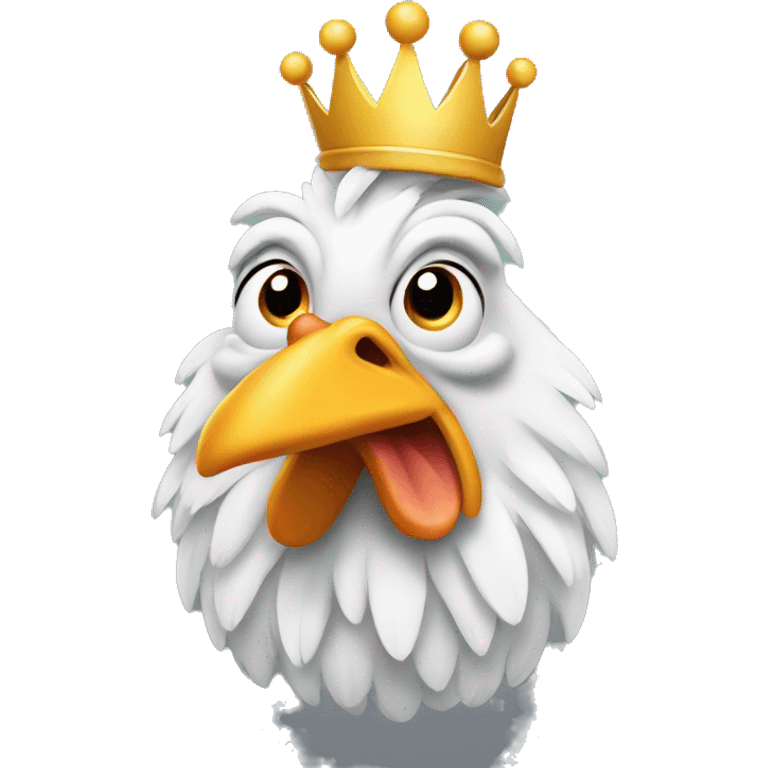 goofy chicken with a crown emoji