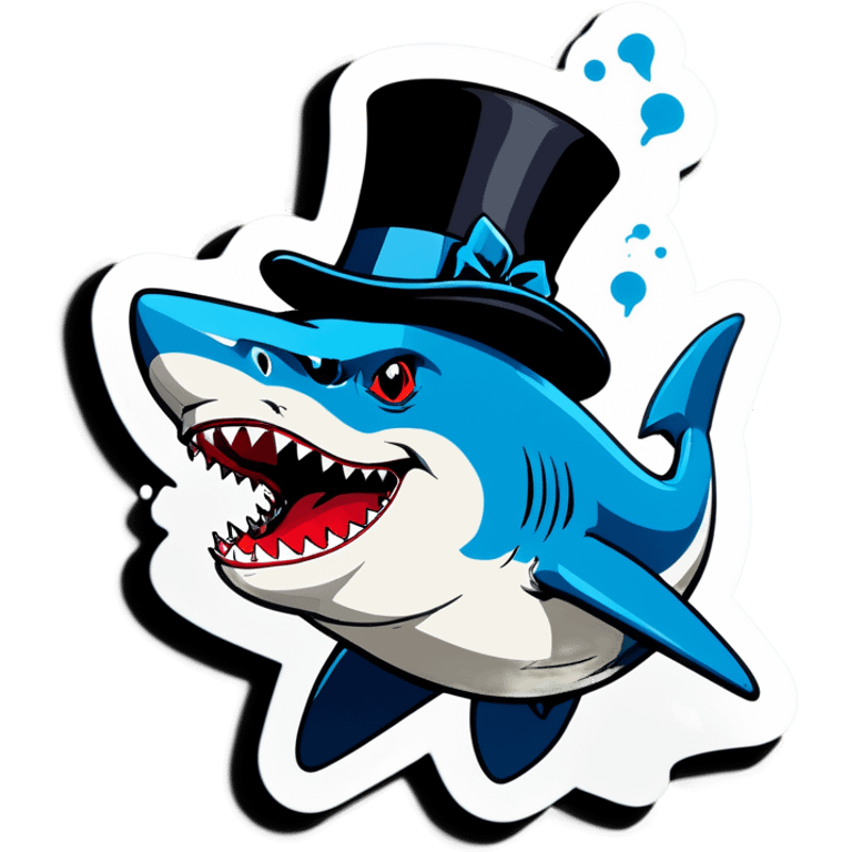 Shark with a top hat emoji