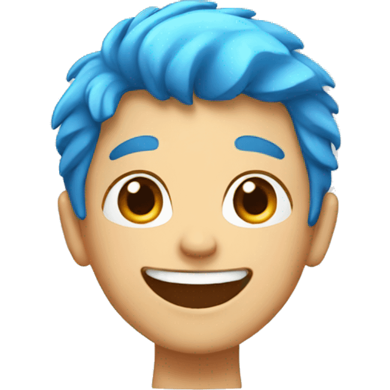 happy boy with blue hair emoji