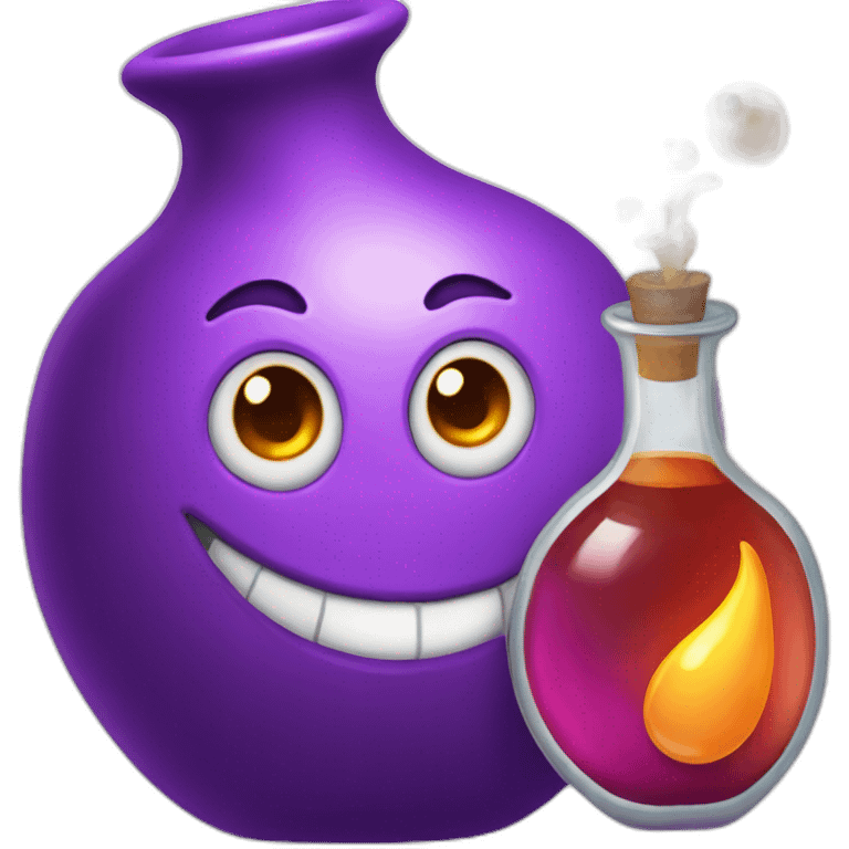 purple magic potion with the letter p written on it emoji