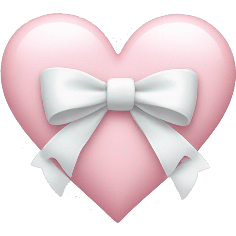 Pastel pink heart with white bow emoji